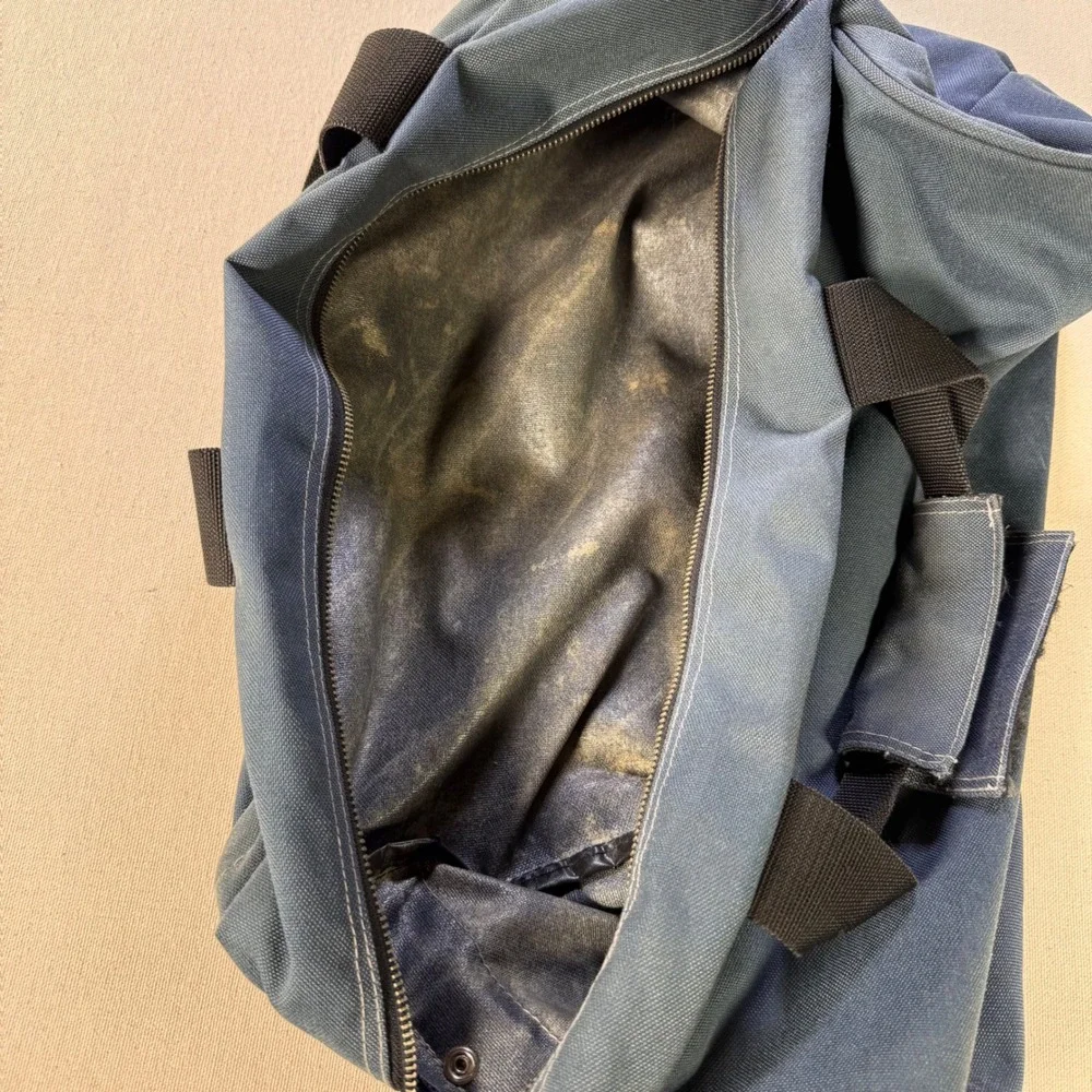 Vintage Quiksilver Duffel Bag Blue Canvas Surf Travel Gym Bag Large Graphic QS